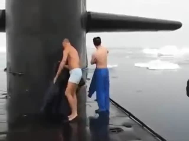 Russian Submarine Crew Members Decide It's Time for a Quick Dip 