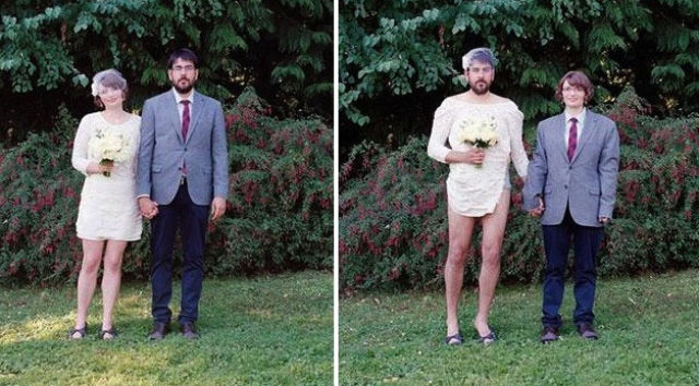 Couples Try Out Each Other’s Outfits for Unusual Photo Project