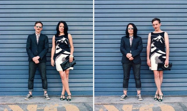 Couples Try Out Each Other’s Outfits for Unusual Photo Project
