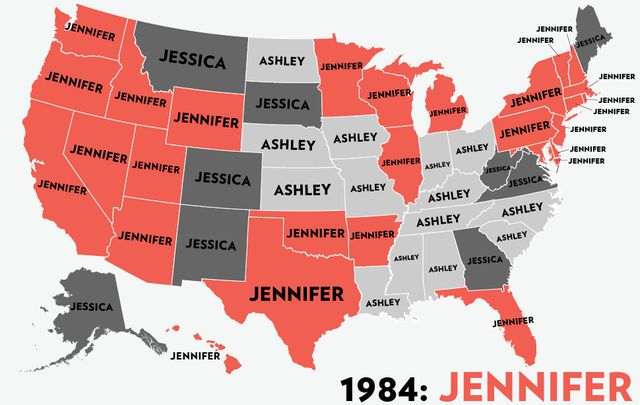 A State by State Guide to America’s Top Baby Names for Girls over Six Decades