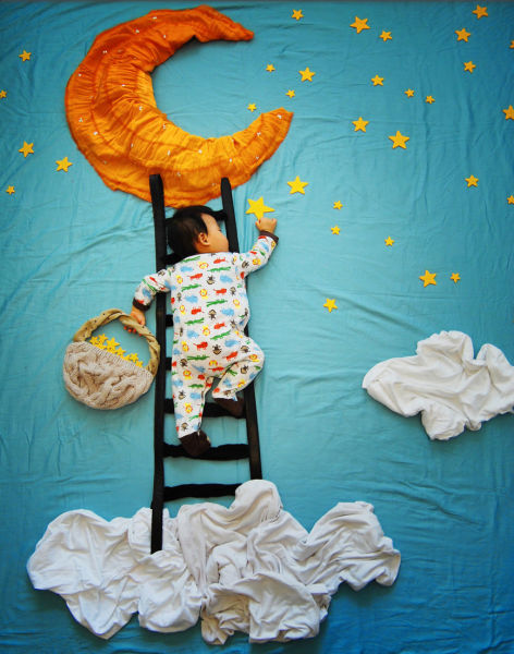 Artsy Mom Uses Her Sleeping Baby as Creative Inspiration for Art