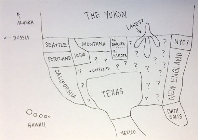 Attempts at Drawing a Map of the USA from Memory
