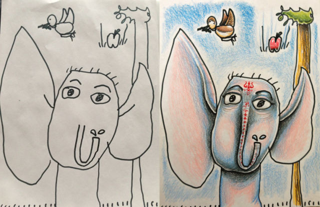 A Creative Dad Colors in His Kid’s Drawings for Fun