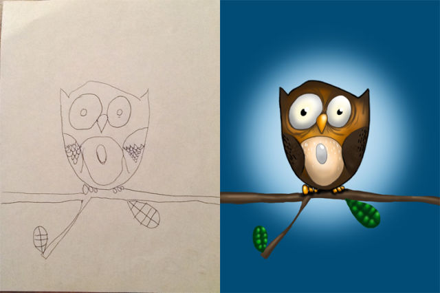 A Creative Dad Colors in His Kid’s Drawings for Fun