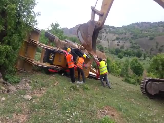 How Not to Put Back Up a Backhoe 