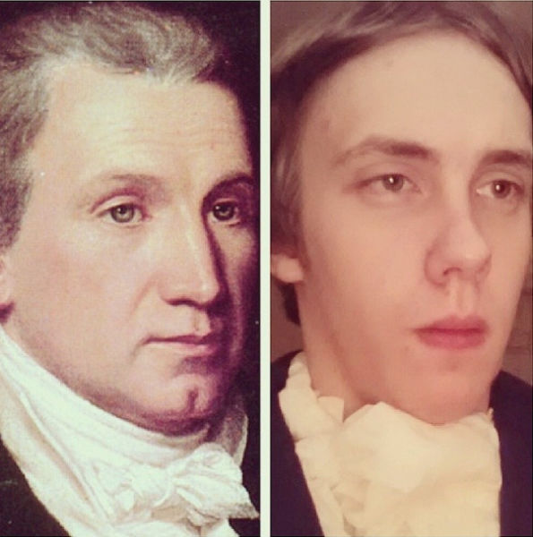 High School Student Tries Out the Faces of the US Presidents