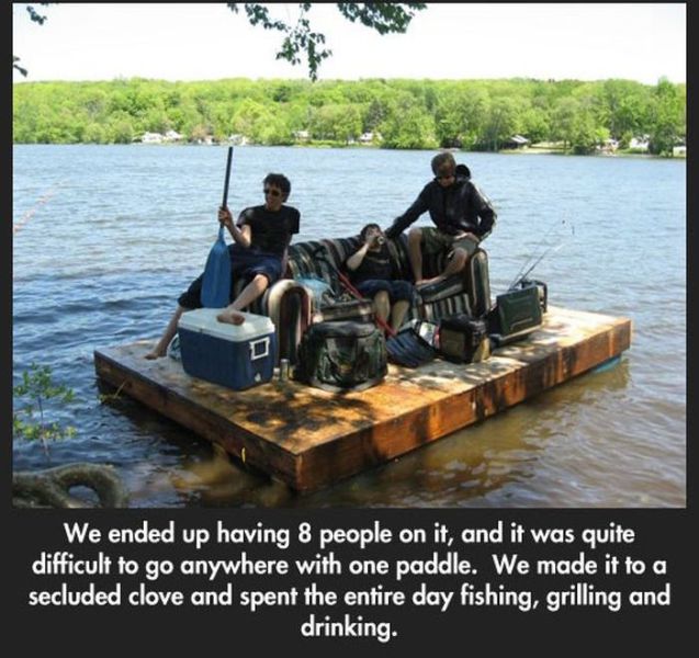 Guys Build a Kick-Ass Raft for Fishing and Chilling