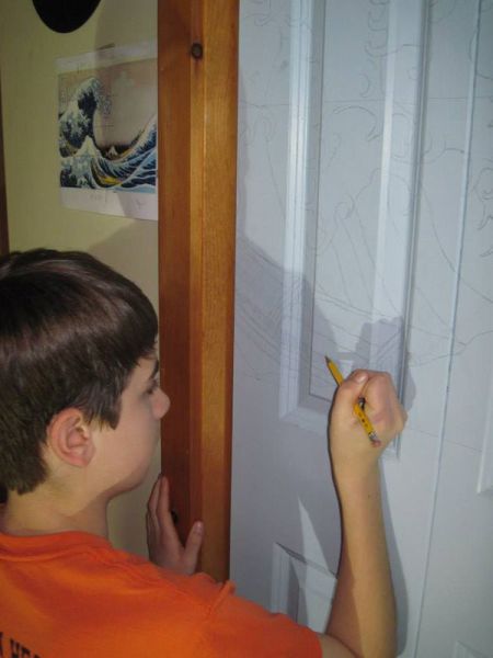 Closet Doors Transformed into a Fun Work of Art