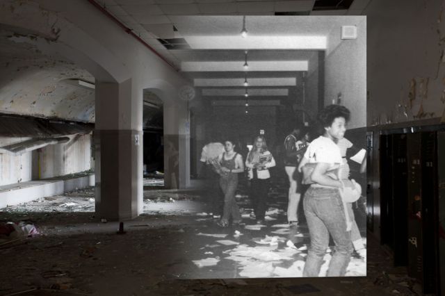 Detroit High School Before and After Fire Damage