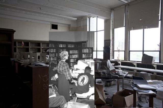 Detroit High School Before and After Fire Damage