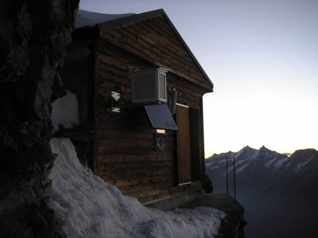 A Swiss  Mountain Hut on the Edge of the Matterhorn