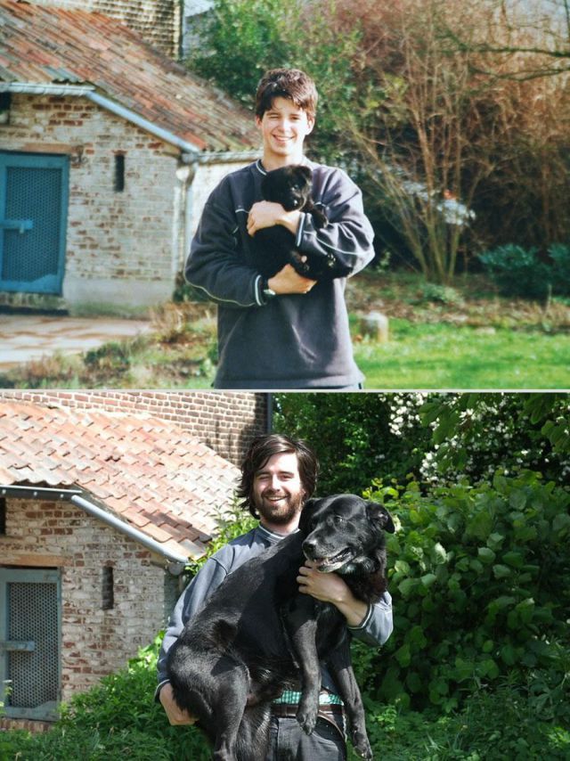 A Comparison of Owner and Pet Photos from Past and Present