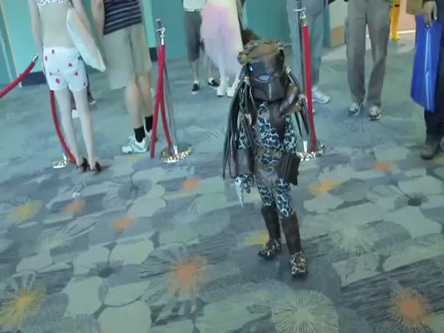 Toddler Dressed Up in a Mini Predator  (VIDEO)