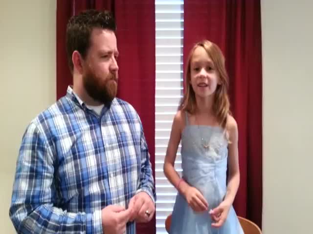 Little Girl and Her Dad Perform Adorable Lip-Sync of 'Love Is an Open Door'  (VIDEO)