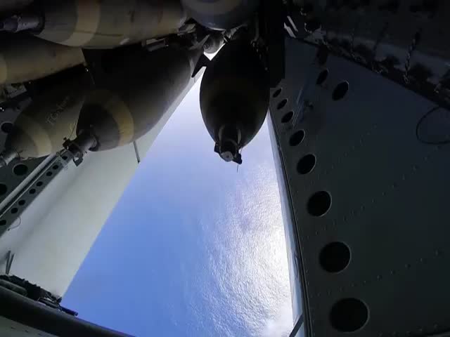 B-52 Bomber Plane Drops 45 Bombs M117 on a Tiny Island  (VIDEO)