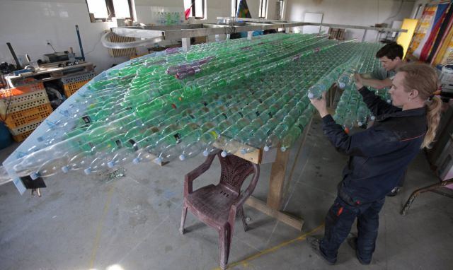 A Plastic Bottle Boat Built by Students
