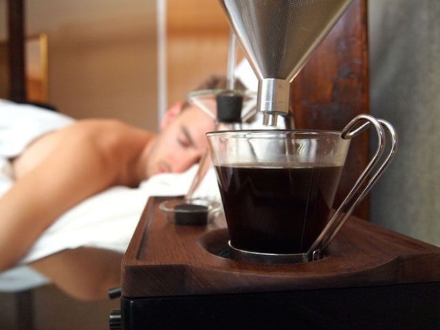 An Alarm Clock That Wakes You Up with Coffee