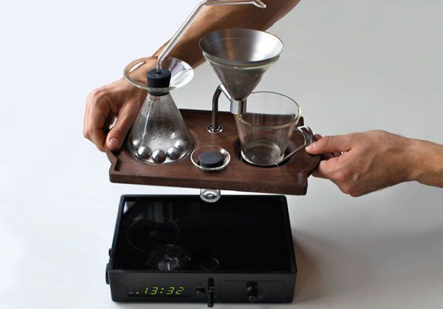 An Alarm Clock That Wakes You Up with Coffee