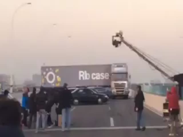 Movie Crew almost Wiped Out by Car during Failed Stunt  (VIDEO)
