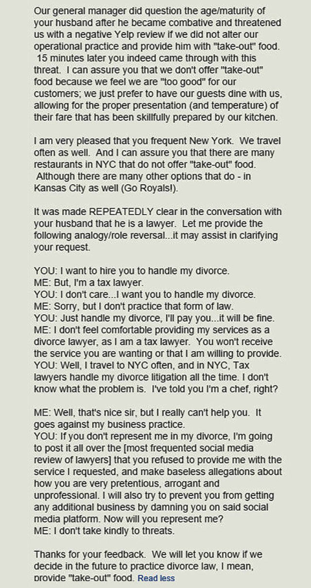 A Brilliant Response to an Angry Customer Review on Yelp