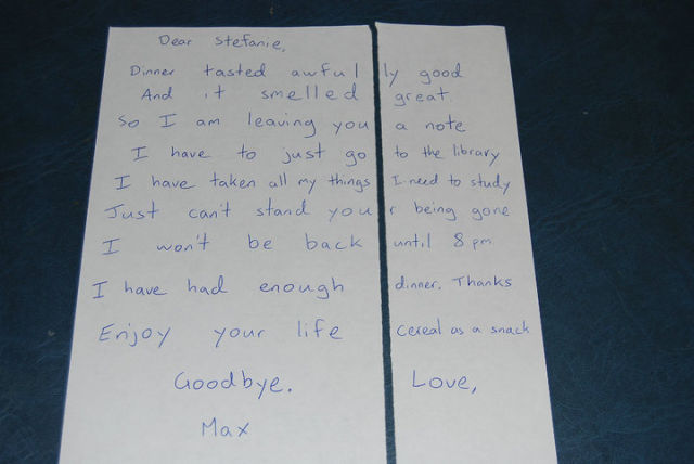 A Husband Writes His Wife a Note with a Twist