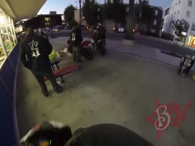 Biker Puts Sticker on Police Car, Runs from Them and Then Crashes 