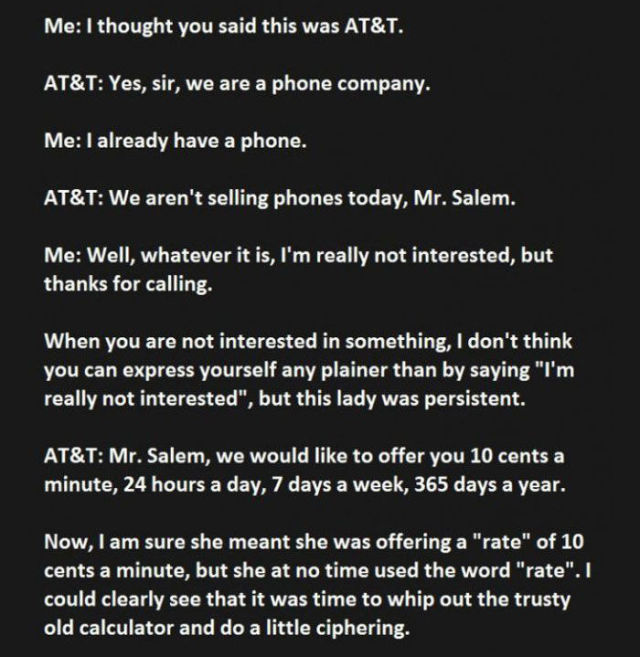 Guy Pulls an Hilarious Prank on an AT&T Telemarketer