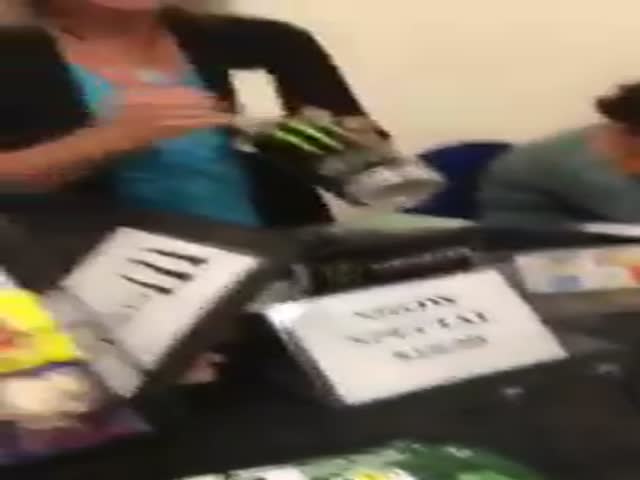 Woman Demonstrates How Monster Energy Is the Work of Satan 