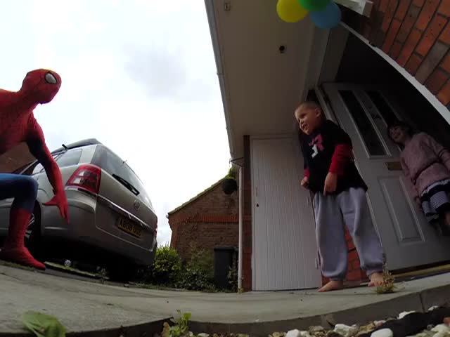 SpiderDad Jumps Off the Roof to Surprise His Dying Son on His 5th Birthday 