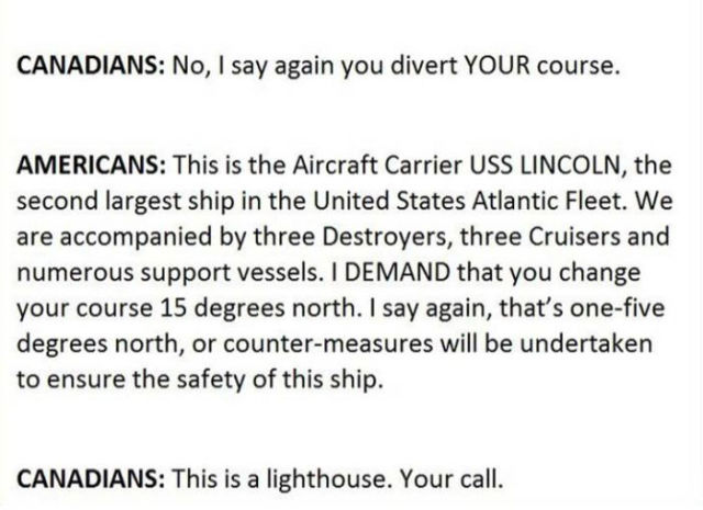 An Amusing Encounter between a US Naval Ship and the Canadian Authorities