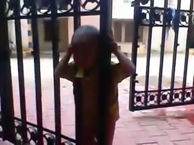 Kid Finds Solution to His 'Head Stuck in the Gate' Problem on His Own  (VIDEO)