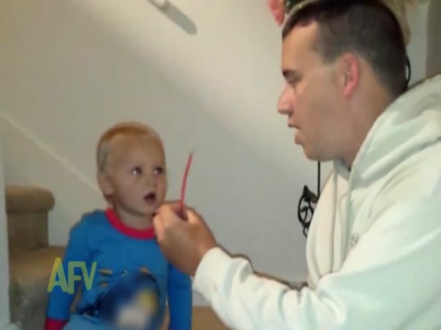 Baby Has Her Mind Blown by Dad's Centipede Trick  (VIDEO)