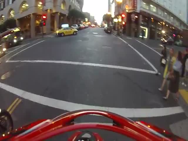 Motorcyclist Lands like a Ninja After Being Hit by a Car 