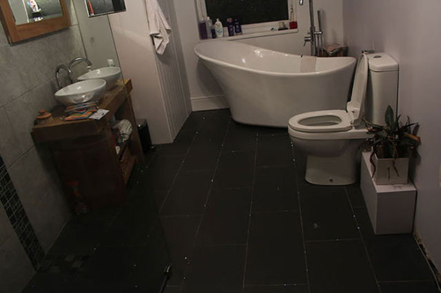 A One-of-a-kind “Starry Night” Bathroom Floor