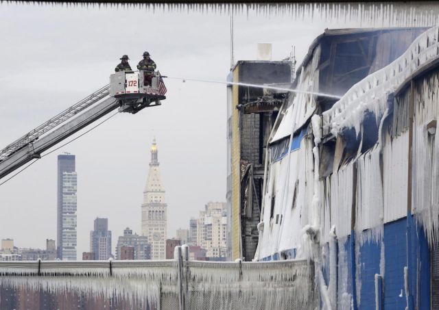 Warehouse Fire Is Turned to Ice Overnight