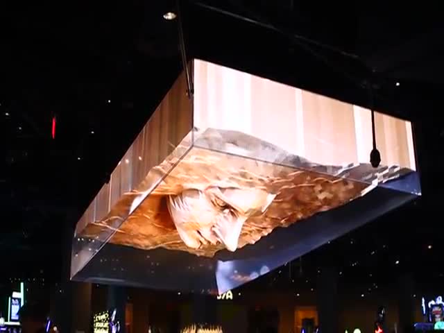 Trippy Giant 3D Moving Face at a Las Vegas Bar  (VIDEO)