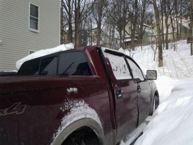 Truck Falls Victim to a Winter Storm in Boston
