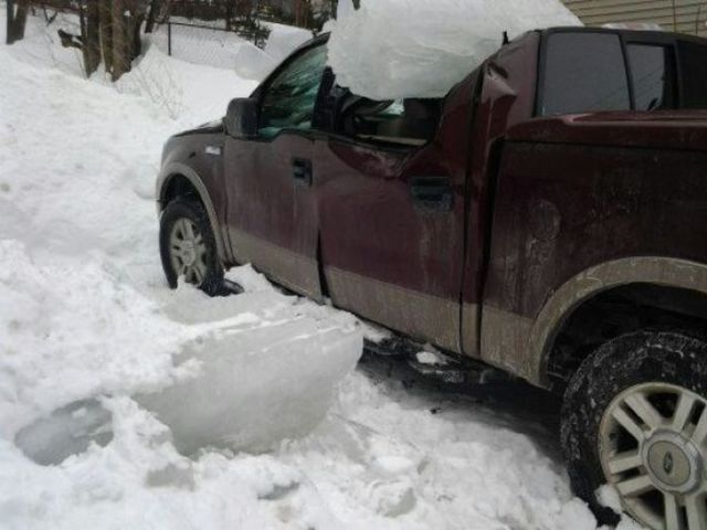 Truck Falls Victim to a Winter Storm in Boston