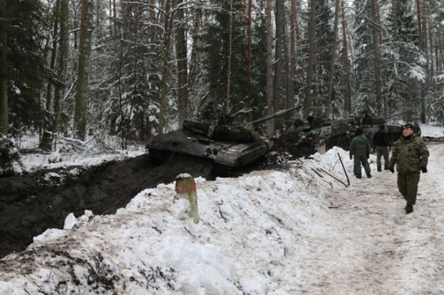 Mud Stops Polish Army Tanks in Their Tracks