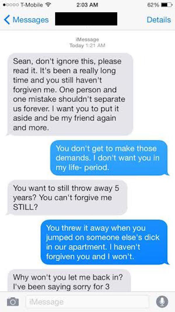 A Brilliant Response to a Grovelling Cheating Ex