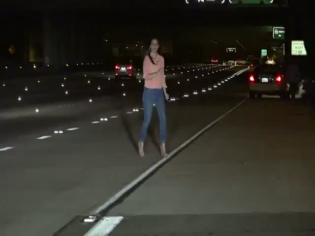 Drunk Girl Stops Her Car on the Freeway and Takes a Leak 