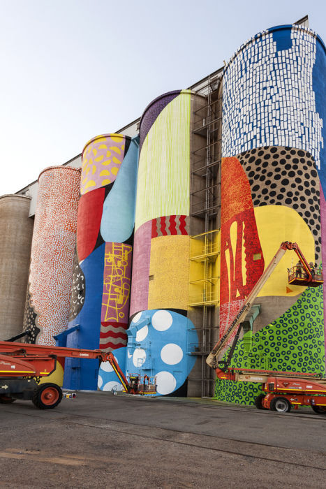 Grain Silos Are Instantly Transformed with a Creatively Colorful Paint Job