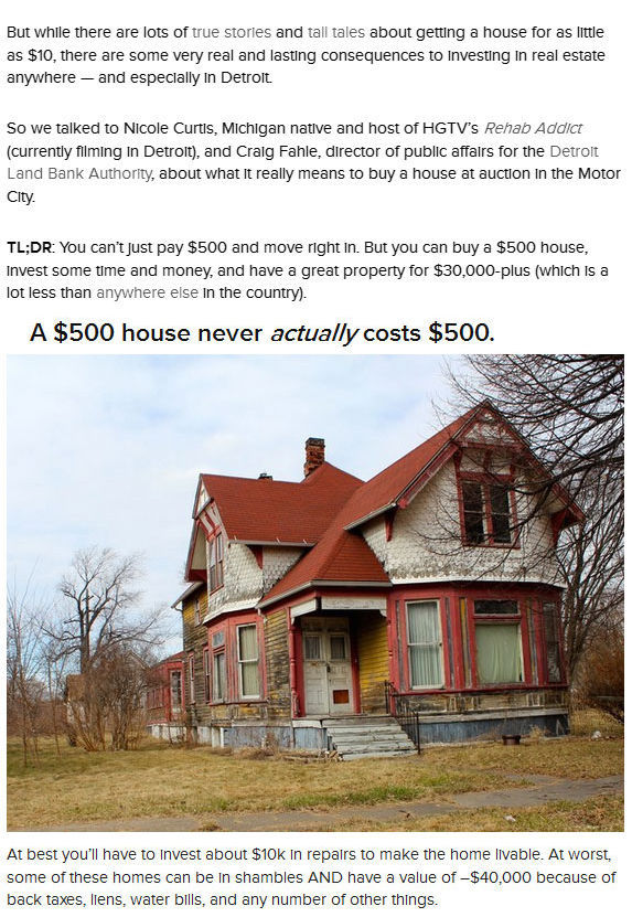 Buy a House for $500 but Be Careful of Fine Print