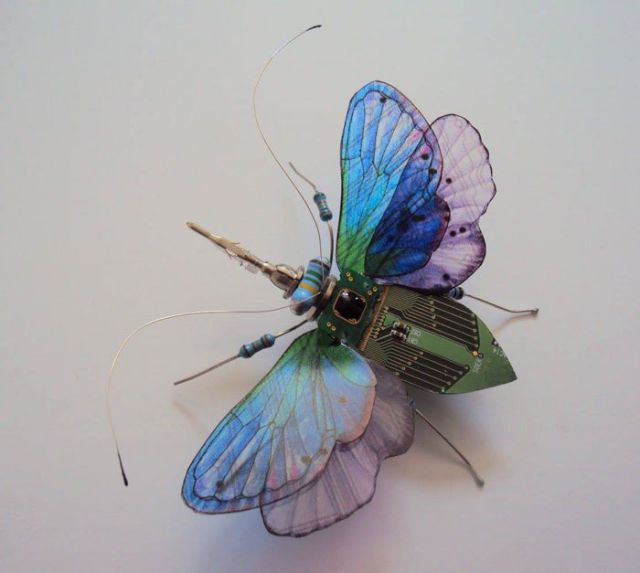 Creative Lady Turns Outdated Electronics into Flying Insects