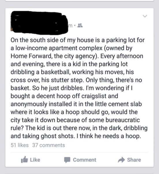 Anonymous Person Does This Cool Thing for the Local Kid on the Block