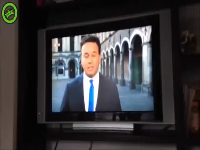 Guy Races Out His House to Video Bomb a Live TV Broadcast  (VIDEO)