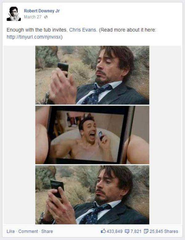 Robert Downey Jr. Has the Funniest Facebook Page Ever