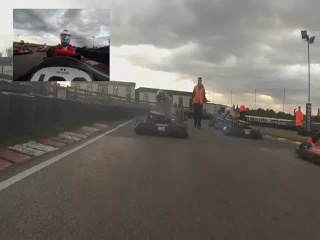 Formula One Race Champion Has a Little Fun in a Go Kart