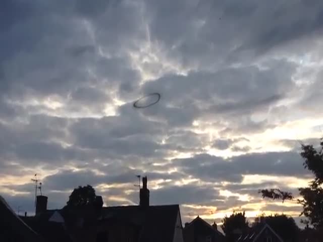 Bizarre Black Ring Spotted Floating in the Sky