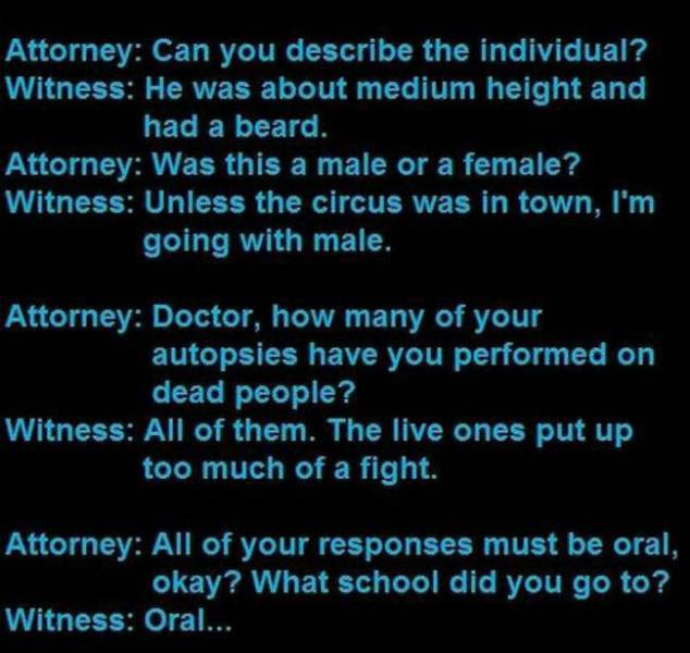 Hilarious Statements That Have Actually Been Made in Court